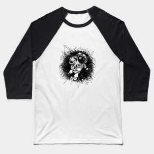 Astronaut at Black Hole Scribble Baseball T-Shirt